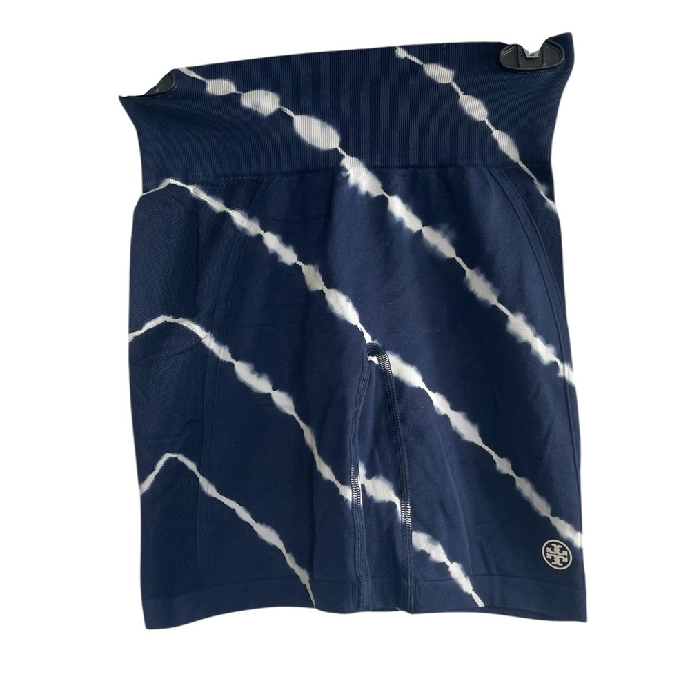 Tory Burch Tory Sport Tie-Dye Biker Shorts Navy High-Waisted Gym Shorts Size S